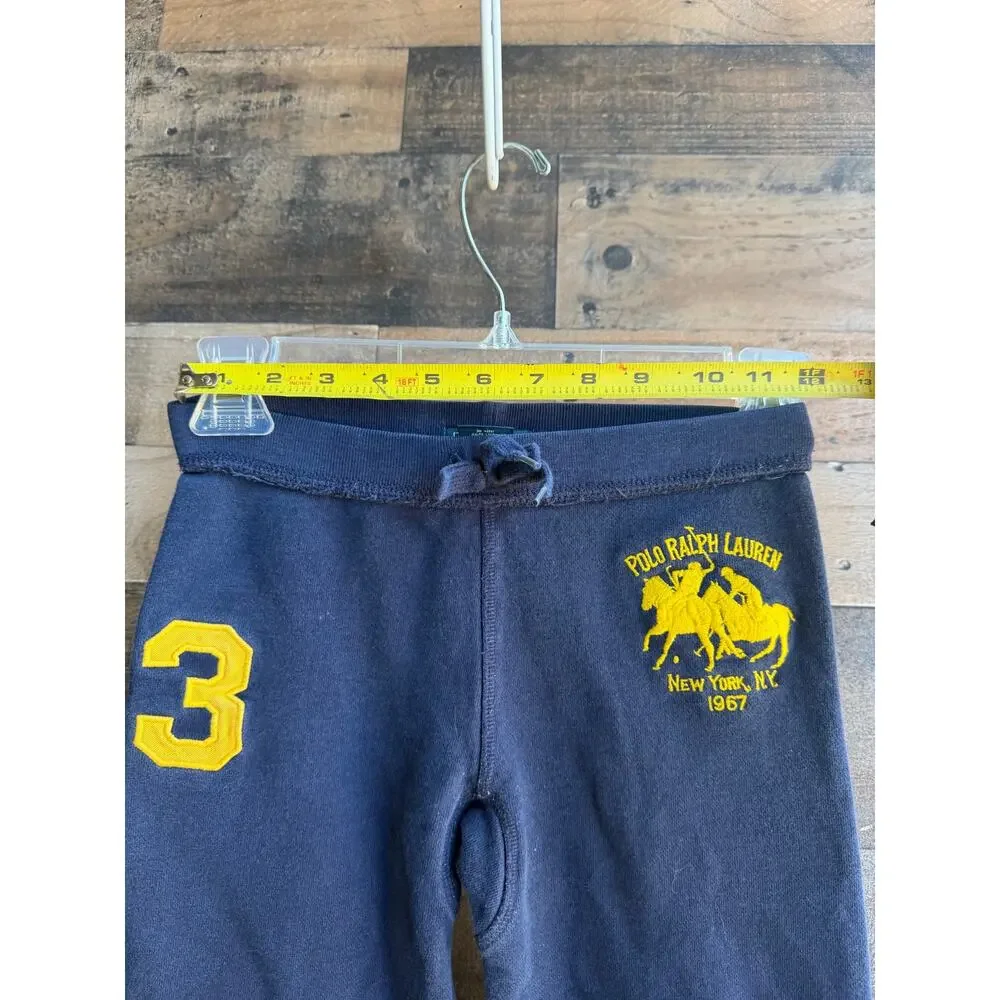 Polo Ralph Lauren Boys Navy Blue Yellow Graphic Sweatpants - Size 7 - Picture 5 of 8